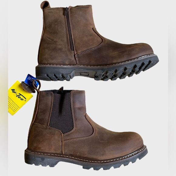 NWB Ad Tec 6" Crazy Horse Soft Toe Chelsea Work Boots Men's 11.5W Leather Rugged - Picture 8 of 16